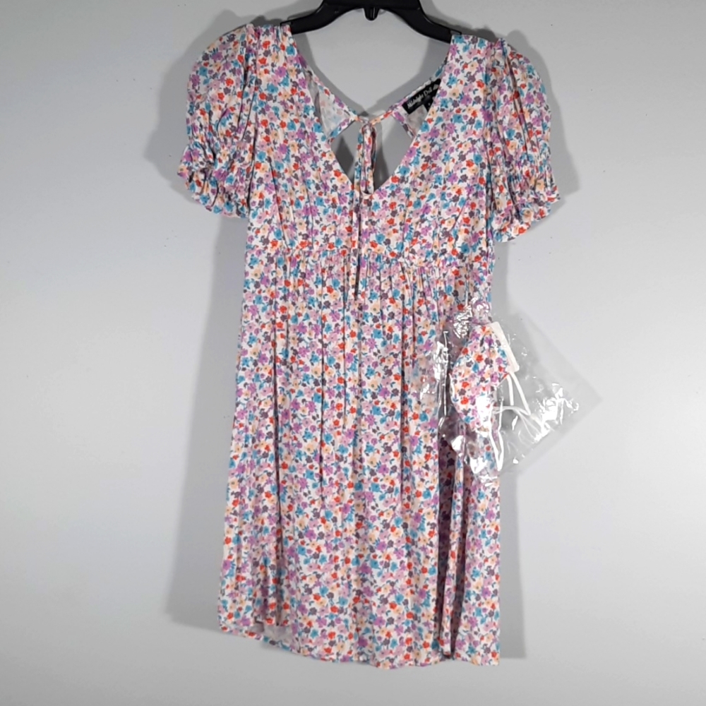 NWT MIDNIGHT DOLL FLORAL 2 piece set with  FACE MASK and SHORT SLEEVE DRESS SZ S
